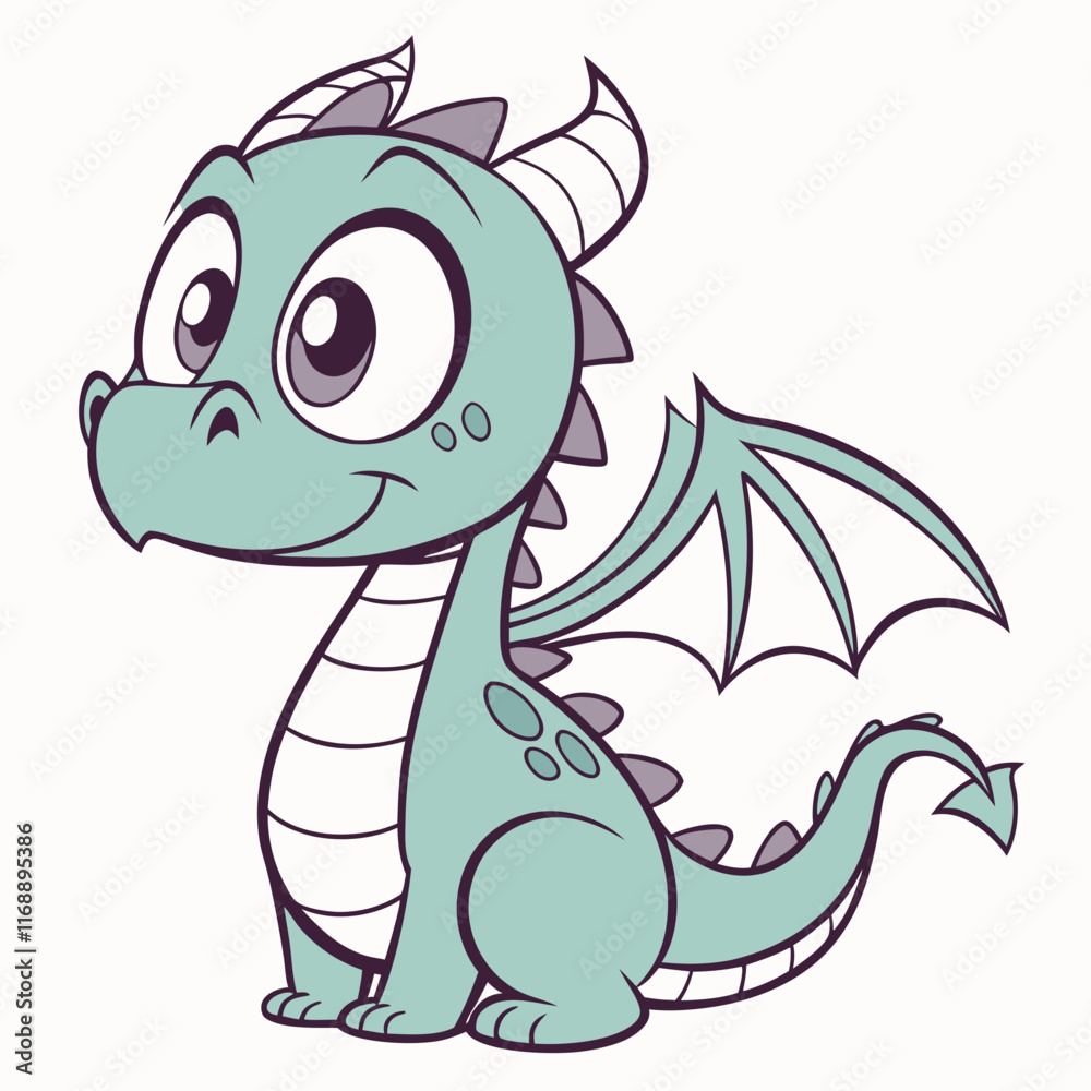 Obraz premium Vector cute dragon Isolated, Isolated, Animals, Editable