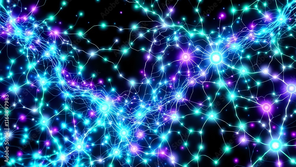 Fototapeta premium Cosmic Cityscape Abstract Nebula - Bioluminescent Cybernetic Art Nouveau