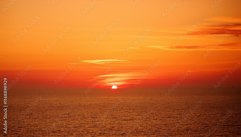Fototapeta premium The point at which the temperature gradually drops in a bright orange sunset