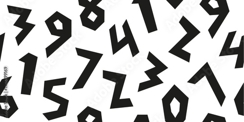 Number shape seamless pattern. Creative childish doodle and fun for children background.