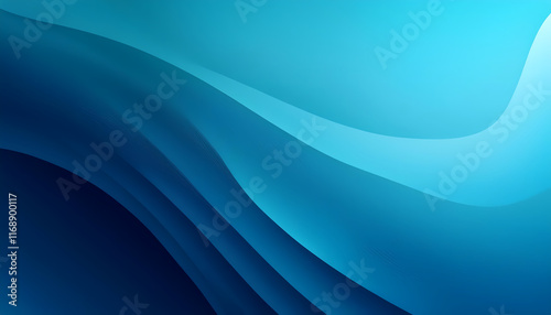 Abstract Blue Wave Background  Smooth Gradient Curves  Teal and Dark Blue Hues  Modern Des