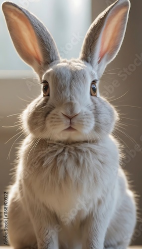 A rabbit, side by side, beautiful detailed eyes, beautiful detailed lips, extremely detailed face and features, long eyelashes, elegant pose, natural lighting photo