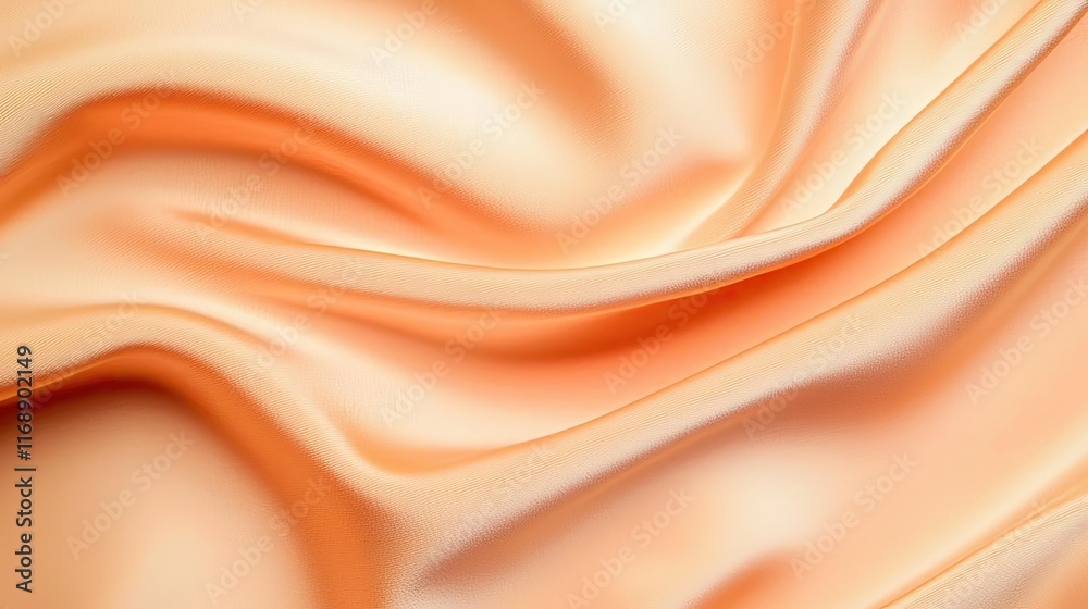 Fototapeta premium Velvet abstract background idea. Elegant silk fabric texture with soft waves in warm peach tones, perfect for backgrounds.