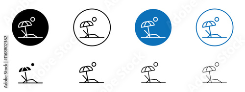 Beach chair icons in black and blue colors