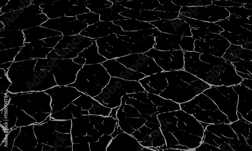 Crack fractures of wall or floor break effect, old texture black background. ground concrete damage.