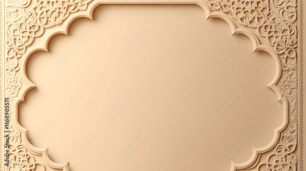 Fototapeta premium Intricate Beige Ornate Frame Design Background