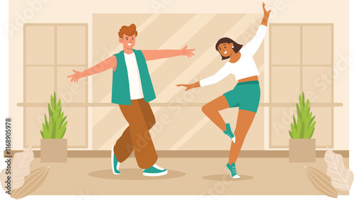 A playful and colorful design capturing fun and expressive dance poses, ideal for decor, event promotions, or artistic projects.