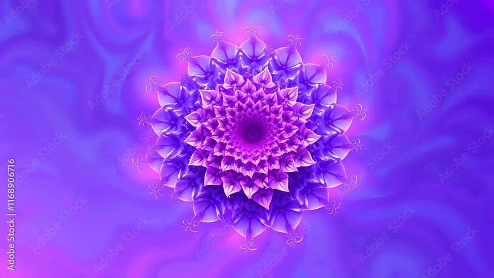 Obraz premium Vibrant Fractal Bloom: Purple Flower in Abstract Blue-Purple Hues