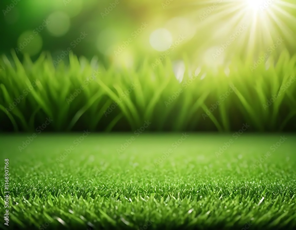 Fototapeta premium Lush Green Grass Under Bright Sunlight