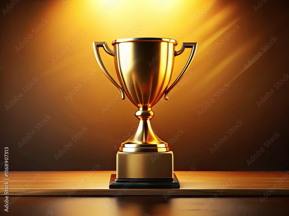 Conceptual photography captures a golden trophy's victory: achievement personified, a blank stand highlighting its solitary glory. Conceptual photography captures a golden trophy's victory: achievement personified, a blank stand highlighting its solitary glory.