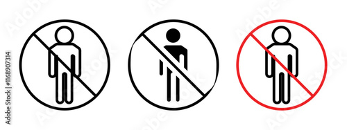 No man sign vector in black and red colors