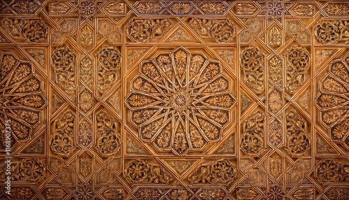 Elegant Ramadan Kareem Islamic Backgrounds with Lanterns, Crescent Moons, Mosques, and Ornate Gold Patterns - Perfect for Holy Month Festivities, Spiritual Designs, and Stock Photography