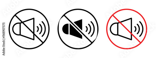 No sound sign vector in black and red colors