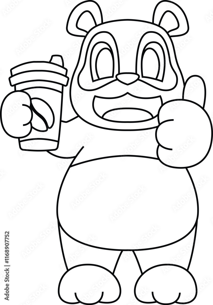 Panda Coffee to go Animal Vector Graphic Art Illustration Panda Coffee to go Animal Vector Graphic Art Illustration