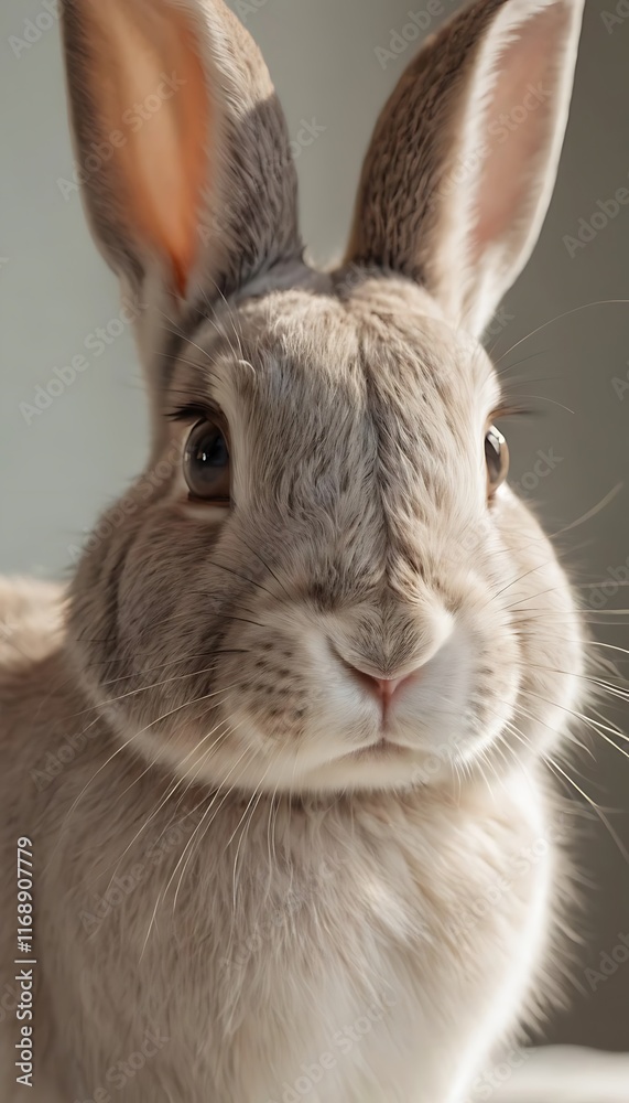 Obraz premium A rabbit, side by side, beautiful detailed eyes, beautiful detailed lips, extremely detailed face and features, long eyelashes, elegant pose, natural lighting