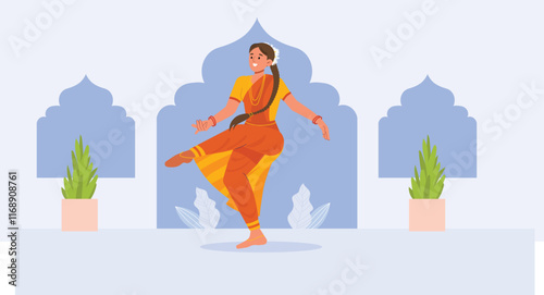 A vibrant depiction of traditional Indian dance, showcasing cultural attire, movements, and heritage.
