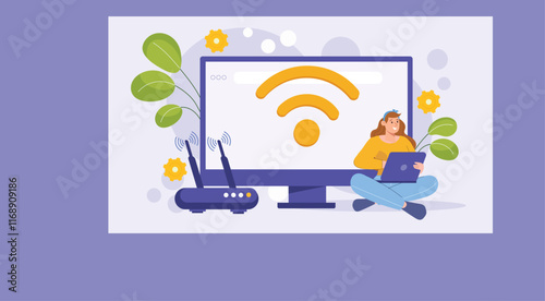 A sleek illustration showcasing Wi-Fi connectivity and global networking solutions for seamless communication.