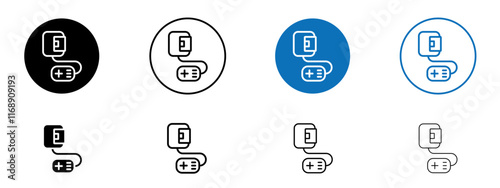 Sphygmomanometer icons in black and blue colors