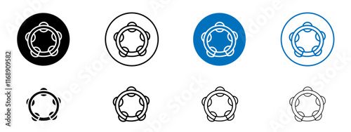 Tambourine icons in black and blue colors