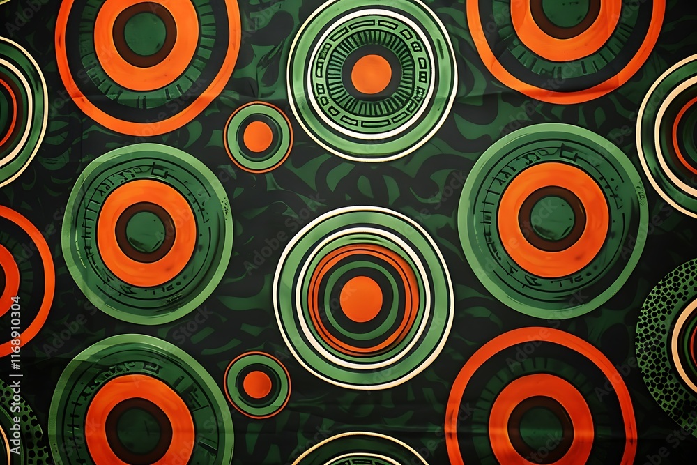 Fototapeta premium circular abstract pattern with green and orange designs for independence day
