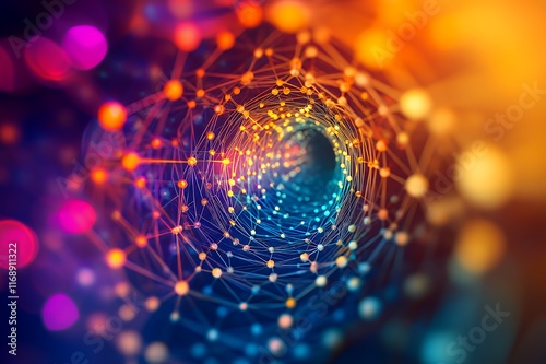 Colorful Network Tunnel Abstract Digital Art