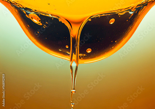 Veiw of golden olive oil photo