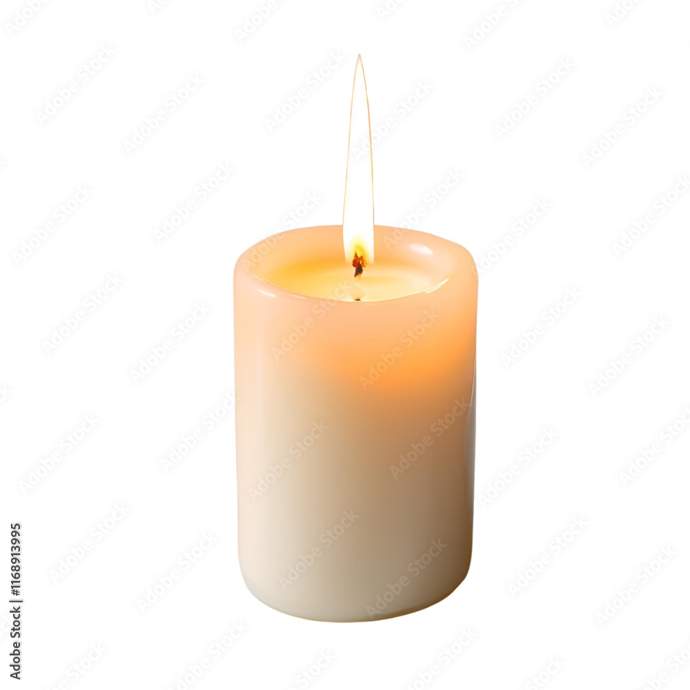 Lit candle isolated on transparent background Lit candle isolated on transparent background