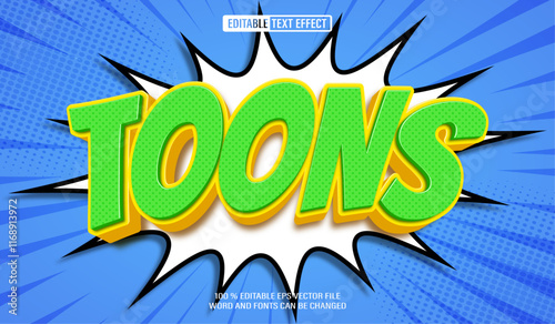 Editable 3d text style effect - Comic Cartoon  text effect Template