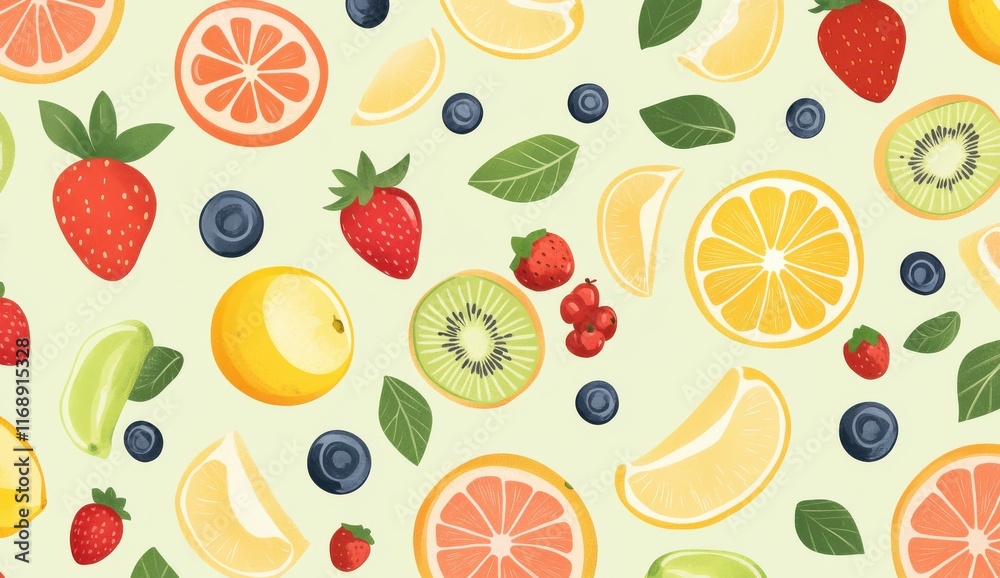 Colorful and Vibrant Collection of Fresh Fruits and Berries on Soft Green Background for Healthy Lifestyle and Culinary Inspirations Colorful and Vibrant Collection of Fresh Fruits and Berries on Soft Green Background for Healthy Lifestyle and Culinary Inspirations