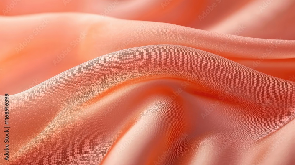 Fototapeta premium Velvet abstract background idea. Soft peach satin fabric with gentle waves and subtle sheen for elegant designs.