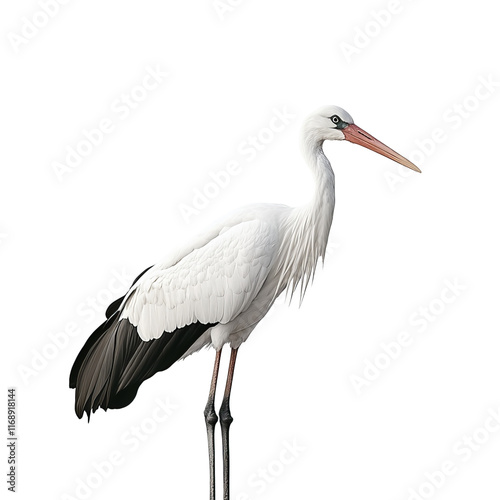 white stork isolated on white