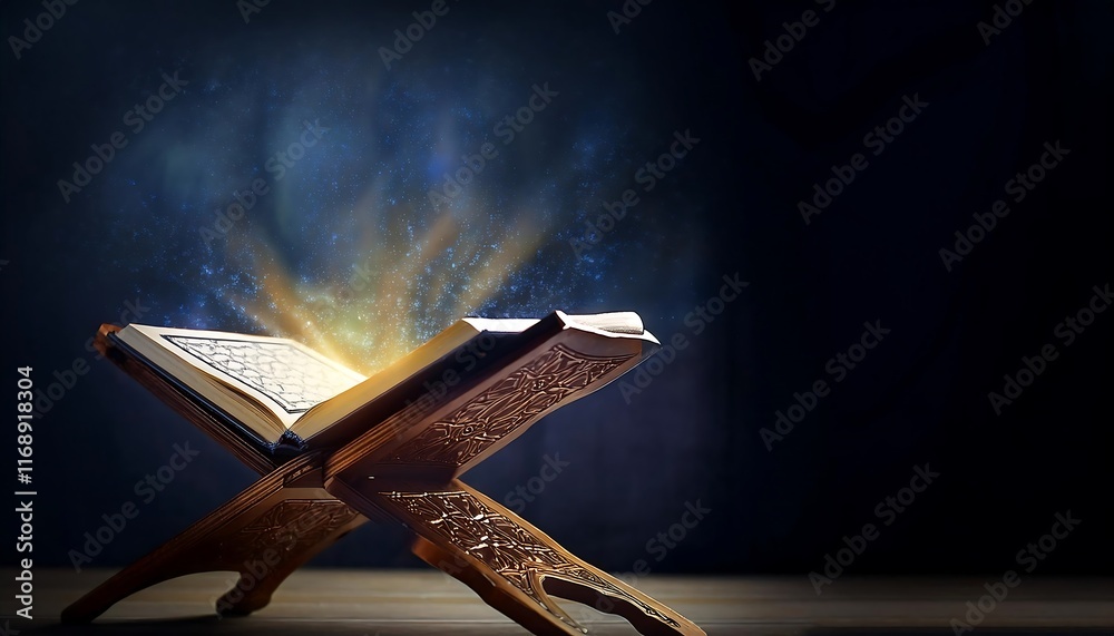 Fototapeta premium Elegant Ramadan Kareem Islamic Backgrounds with Lanterns, Crescent Moons, Mosques, and Ornate Gold Patterns - Perfect for Holy Month Festivities, Spiritual Designs, and Stock Photography