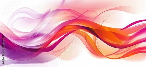 Colorful abstract wave design with flowing lines in shades of purple, pink, orange, and yellow, creating a vibrant and dynamic visual effect, copy space for text