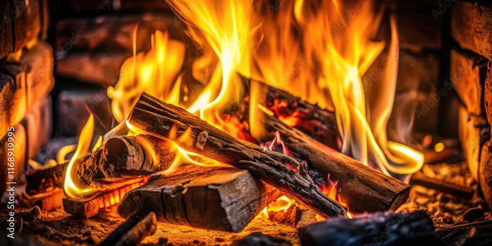 Firelight dances, casting a warm, inviting glow on the rustic interior. Firelight dances, casting a warm, inviting glow on the rustic interior.