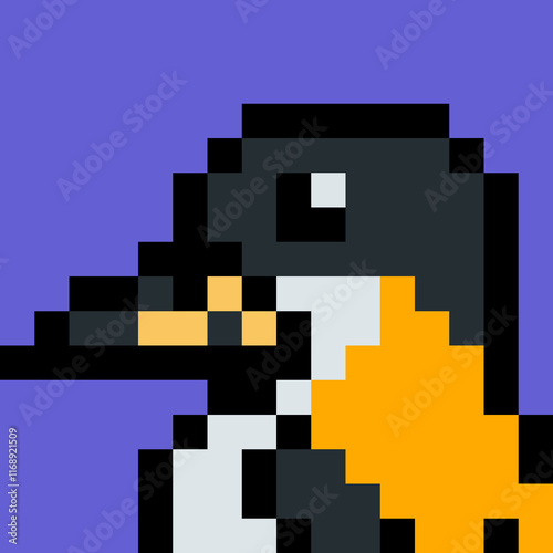 Long Tailed Shrike Bird Pixel Art Portrait 16px (Upscaled) photo