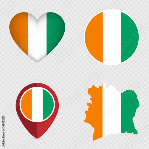 Ivory Coast Flag Icons Pack. Vector illustration. Free Download Ivory Coast Flag Icons Pack. Vector illustration. - GFXLoad