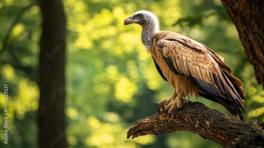 Fototapeta premium Majestic Cinereous Vulture Perched on a Branch