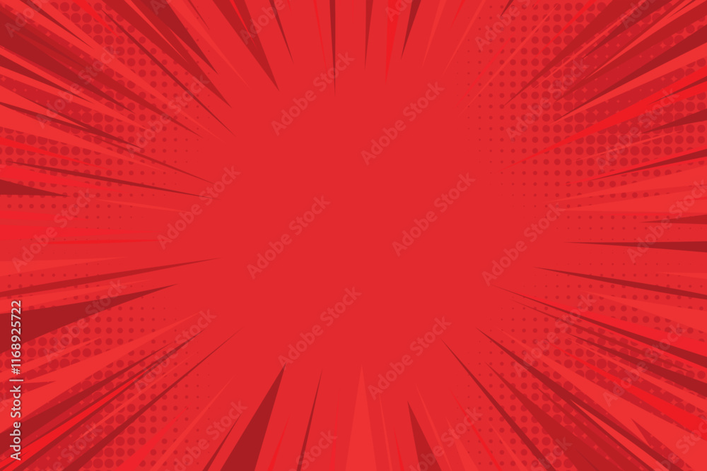 Obraz premium Red comic book background. Pop art halftone style background for magazine, cover, ad, banner, websites