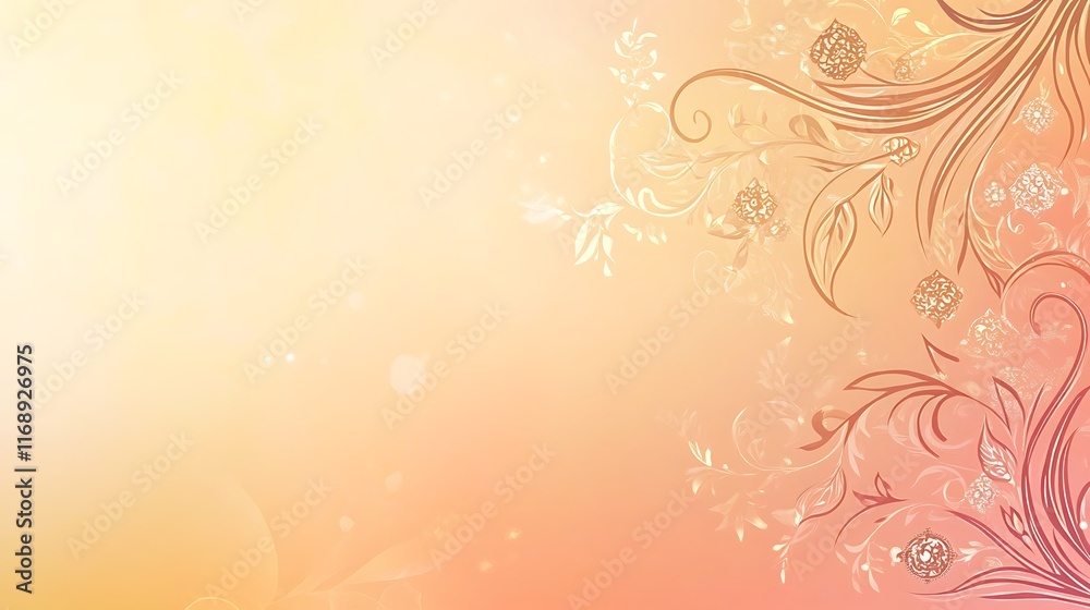 Peach Background With Delicate Floral Design Peach Background With Delicate Floral Design