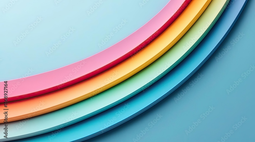 Obraz premium Rainbow abstract background concept. Vibrant and smooth layered lines in pastel colors, perfect for backgrounds or designs.