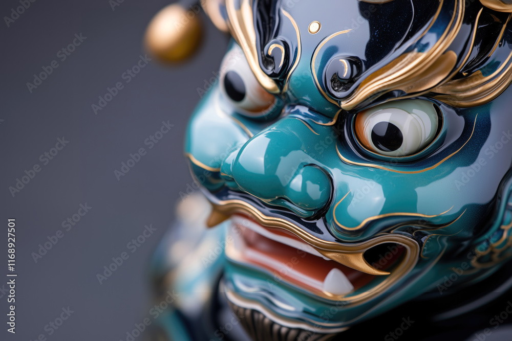 Close up of the face of a traditional oriental statue. Close up of the face of a traditional oriental statue.
