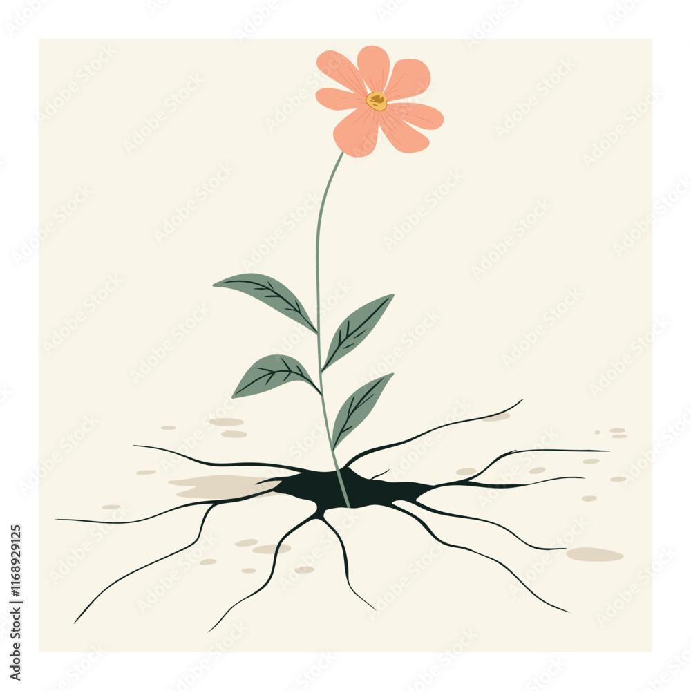 custom made wallpaper toronto digitalFlower Growing Through Cracked Earth Illustration
