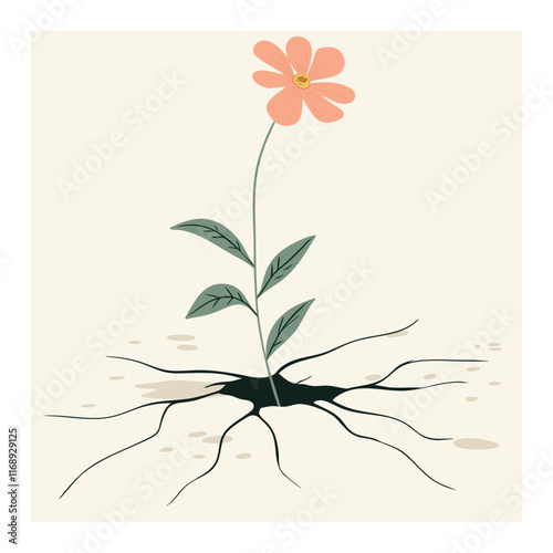 Wallpaper Mural Flower Growing Through Cracked Earth Illustration Torontodigital.ca