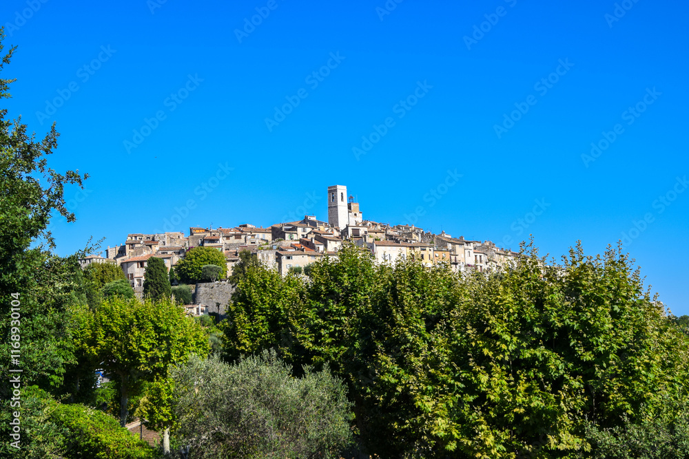 Aerial panoramic view of Saint-Paul-de-Vence medieval village in South of France. Aerial panoramic view of Saint-Paul-de-Vence medieval village in South of France.