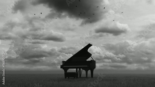 A lonely piano in the meadA lonely piano in the meadow.ow.