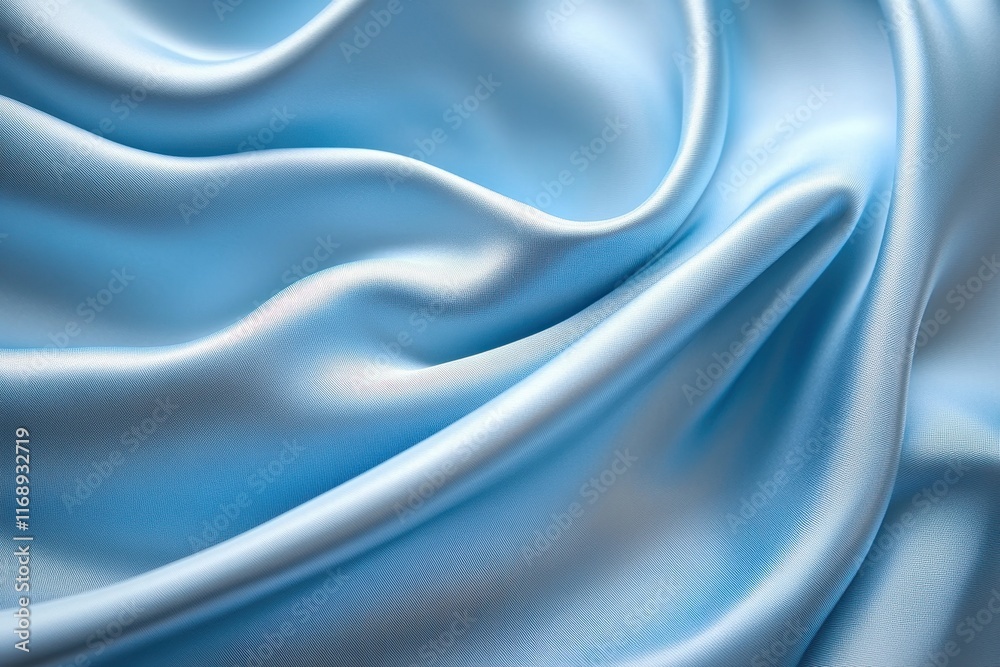 Obraz premium Soft, light blue silk fabric drapes elegantly. Ideal for backgrounds, fashion, or luxury product imagery.