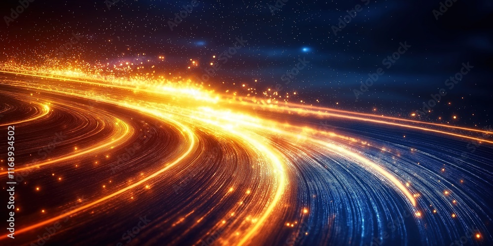 Abstract Blue and Orange Stripe Light, Futuristic Motion Blur Technology Concept with Fast Forward Timeline Background Abstract Blue and Orange Stripe Light, Futuristic Motion Blur Technology Concept with Fast Forward Timeline Background