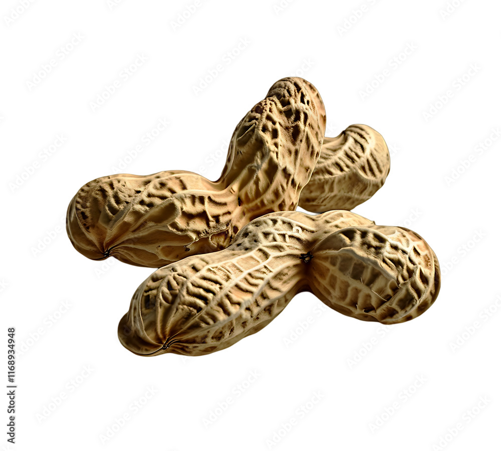 Naklejka premium Close-Up of Shelled Peanuts Against Transparent Background in Dramatic Light