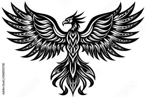 Tribal Phoenix Vector Illustration - Mythical Symbol of Rebirth