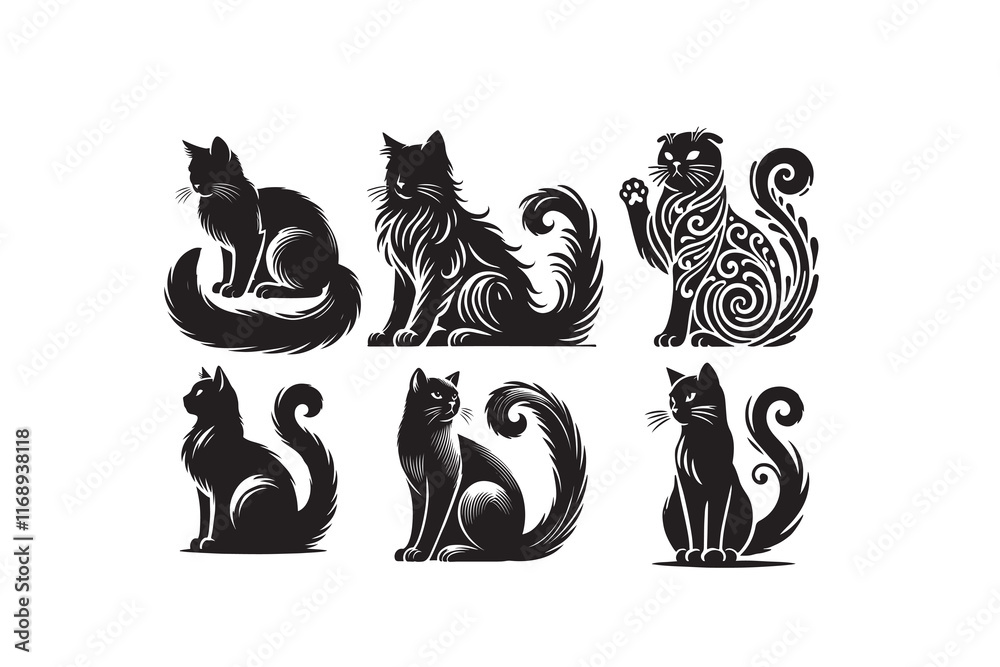 Obraz premium Cat silhouette vector illustration isolated on white background